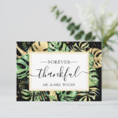 Elegant Tropical Gold & Black Wedding Shower Bedankkaart (Staand voorkant)