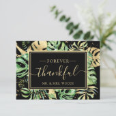 Elegant Tropical Gold & Black Wedding Shower Dank Bedankkaart (Staand voorkant)