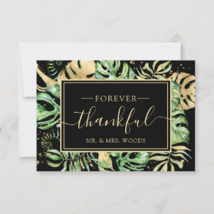 Elegant Tropical Gold & Black Wedding Shower Dank Bedankkaart