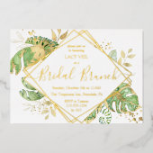 Elegant Tropical Gold Bridal Brunch Shower Gold Folie Uitnodiging (Voorkant)