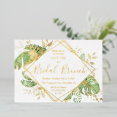 Elegant Tropical Gold Bridal Brunch Shower Gold Folie Uitnodiging (Staand Voorkant)