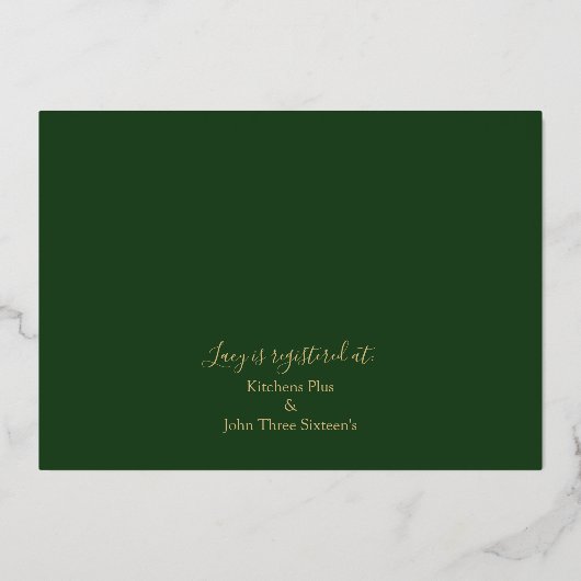 Elegant Tropical Gold Bridal Brunch Shower Gold Folie Uitnodiging (Achterkant)