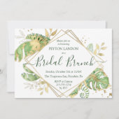 Elegant Tropical Gold Bridal Brunch Shower Kaart (Voorkant)