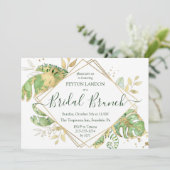 Elegant Tropical Gold Bridal Brunch Shower Kaart (Staand voorkant)