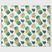 Elegant Tropical Gold en Green Monstera Leaves Cadeaupapier (Vlak)