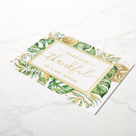 Elegant Tropical Gold Foil Weddenschap Hartelijk d Folie Uitnodiging (Gedraaid)