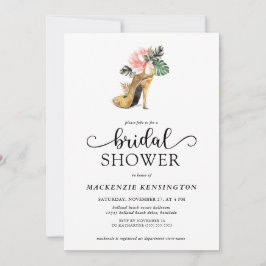 Elegant Tropical Gold Glam Heels Vrijgezellenfeest Kaart