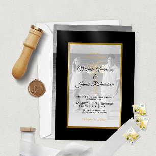 Elegant Tropical Gold Palm Tree Modern Wedding Vellum Uitnodigingen