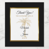Elegant Tropical Gold Palm Tree Modern Wedding Wijn Etiket (Enkel label)
