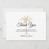 Elegant Tropical Gold Palm Tree Weduwfoto Bedankkaart (Achterkant)