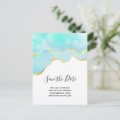 Elegant Tropical Green en Gold Save the Date Uitnodiging Briefkaart (Staand voorkant)