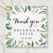 Elegant Tropical Green Foliage Calligraphy Wedding Bedankjes Labels (Voorkant)