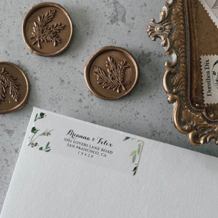 Elegant Tropical Green Foliage Return Address Etiket