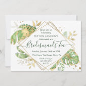 Elegant Tropical Green & Gold Bridesmaid Tea Party Kaart (Voorkant)