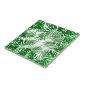 elegant Tropical green palm leaf pattern Tegeltje (Zijkant)