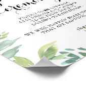 Elegant Tropical Green Unplugged Ceremony Sign Poster (Hoek)