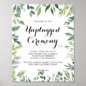 Elegant Tropical Green Unplugged Ceremony Sign Poster (Voorkant)