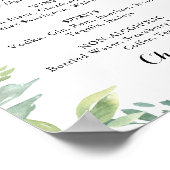 Elegant Tropical Green Wedding Drinken Menu Sign Poster (Hoek)