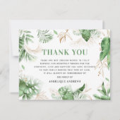 Elegant Tropical Greenery & Gold Sympathie Bedankkaart (Voorkant)