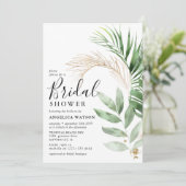 Elegant Tropical Greenery & Gold Vrijgezellenfeest Kaart (Staand voorkant)