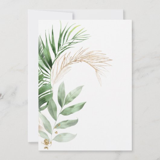 Elegant Tropical Greenery & Gold Vrijgezellenfeest Kaart (Achterkant)