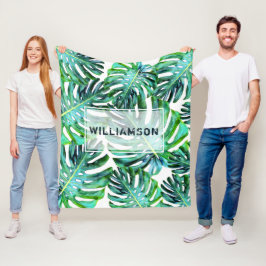 Elegant Tropical Greenery Hawaii Leaf Fleece Deken