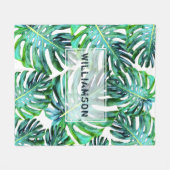 Elegant Tropical Greenery Hawaii Leaf Fleece Deken (Voorkant (Horizontaal))