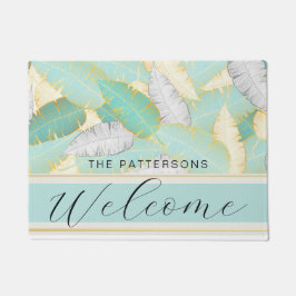 Elegant Tropical Greenery Welkomstnaam Deurmat