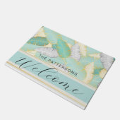 Elegant Tropical Greenery Welkomstnaam Deurmat (Schuin)