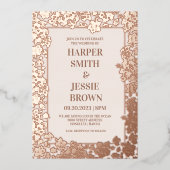 Elegant Tropical Hawaii Beach Wedding Folie Uitnodiging (Voorkant)