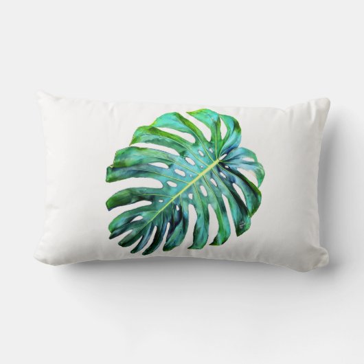 Elegant Tropical Hawaii Monstera Leaf Modern Kussen (Achterkant)