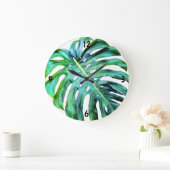 Elegant Tropical Hawaii Monstera Leaf Photography Grote Klok (Huis)