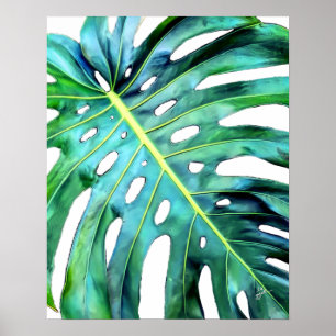 Elegant Tropical Hawaii Monstera Leaf Photography Poster