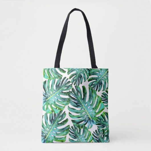 Elegant Tropical Hawaii Monstera Leaf Photography Tote Bag (Voorkant)