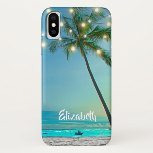 Elegant Tropical Hawaiian Beach palms lights Case-Mate iPhone Case (Achterkant)