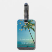 Elegant Tropical Hawaiian Palm Trees String Lights Bagagelabel (Achterkant verticaal)