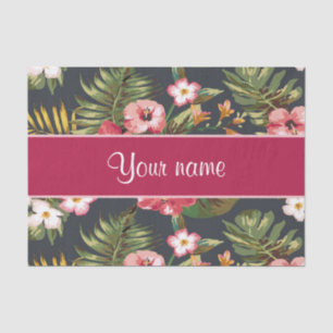 Elegant Tropical Hibiscus Flowers and Leaves Tissuepapier