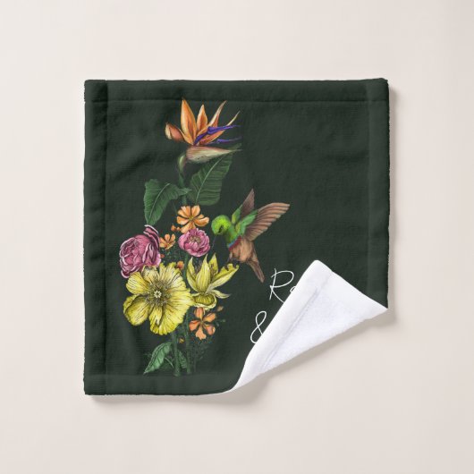 Elegant Tropical Hummingbird Floral Summer Wedding Bad Handdoek (Wasdoekje)