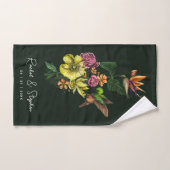 Elegant Tropical Hummingbird Floral Summer Wedding Bad Handdoek (Handdoek)