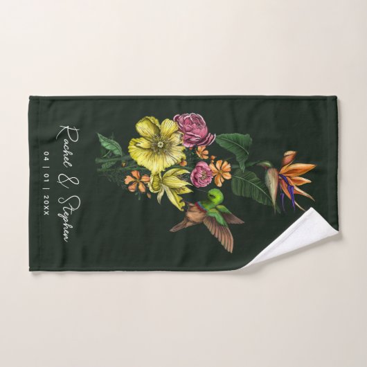 Elegant Tropical Hummingbird Floral Summer Wedding Bad Handdoek (Handdoek)
