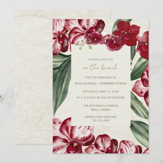 Elegant Tropical Island Beach Wedding  Kaart (Voorkant / Achterkant)