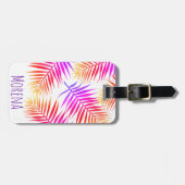 Elegant Tropical Island Palm Fronds & Name Bagagelabel (Voorkant horizontaal)