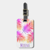 Elegant Tropical Island Palm Fronds & Name Bagagelabel (Voorkant verticaal)