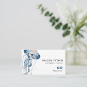 Elegant Tropical Jellyfish roze blauw strand kust Visitekaartje (Staand voorkant)