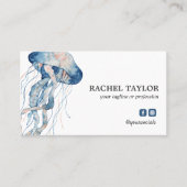 Elegant Tropical Jellyfish roze blauw strand kust Visitekaartje (Voorkant)