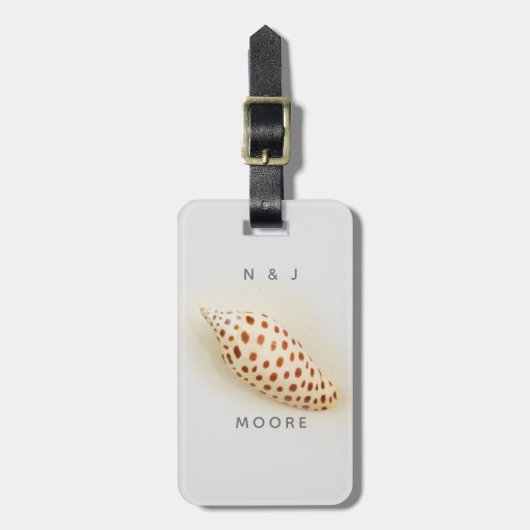 Elegant Tropical Junonia Florida Beach Shell Name Bagagelabel (Voorkant verticaal)