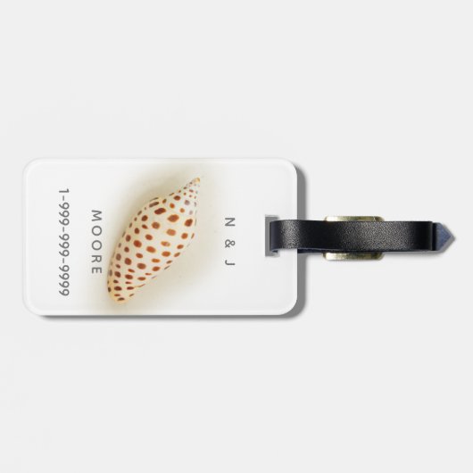 Elegant Tropical Junonia Florida Beach Shell Name Bagagelabel (Achterkant horizontaal)