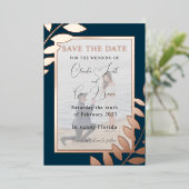 Elegant Tropical laat foto de echte datum opslaan Folie Uitnodiging (Staand Voorkant)