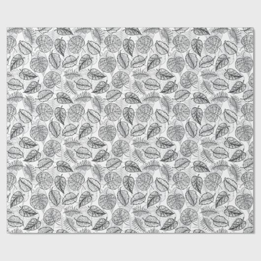 Elegant Tropical Leaf Pattern Cadeaupapier (Vlak)