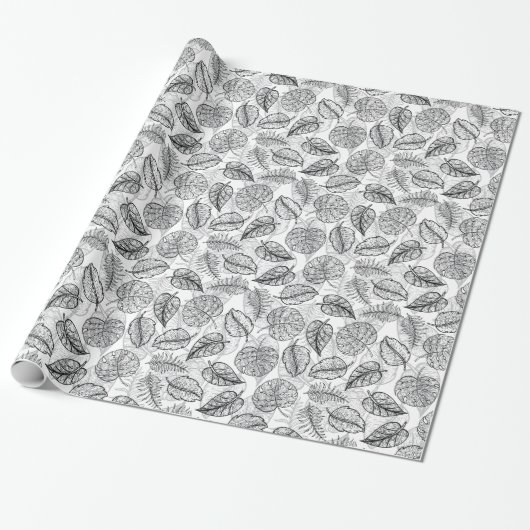 Elegant Tropical Leaf Pattern Cadeaupapier (Uitgerold)